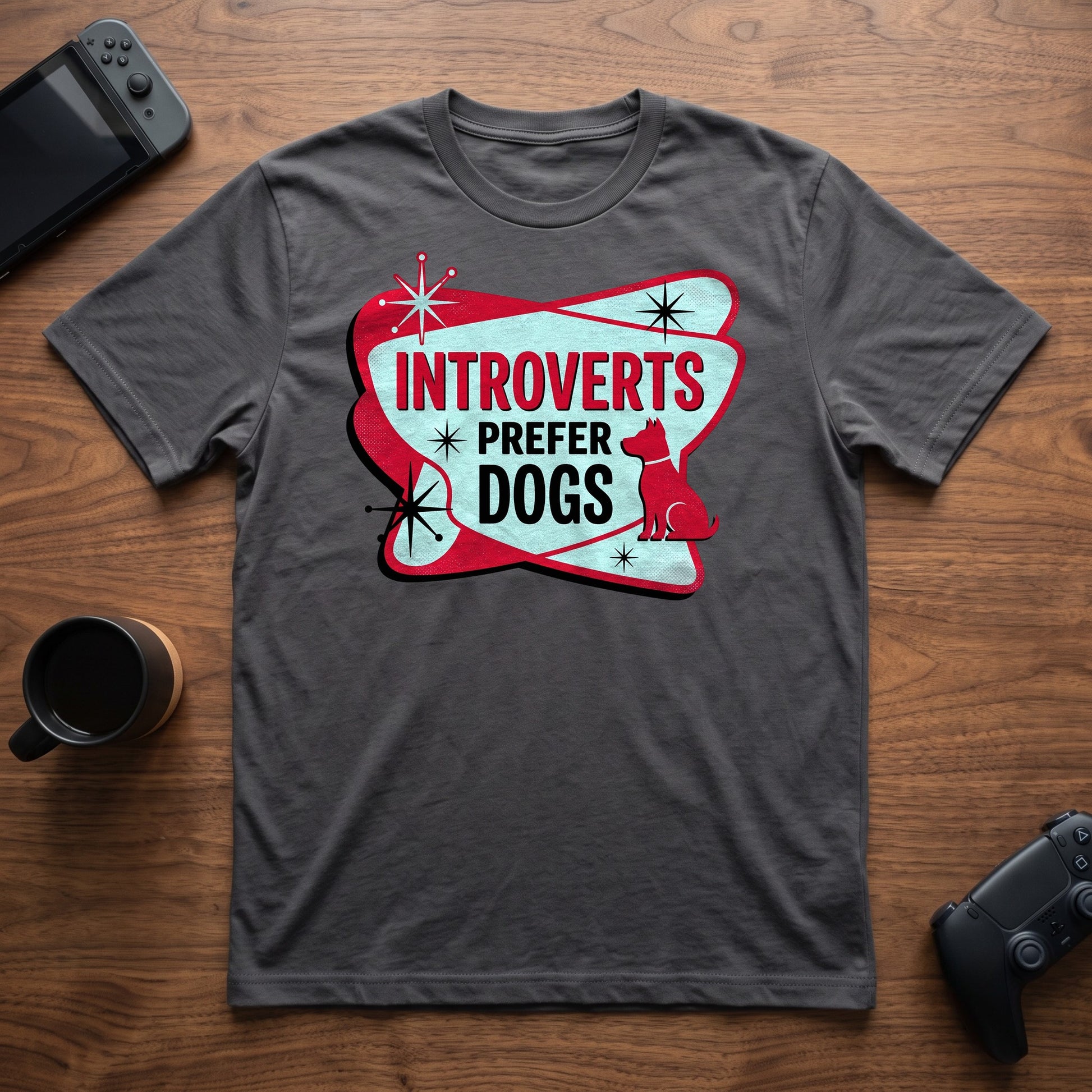 Introverts Prefer Dogs T-Shirt - Charcoal