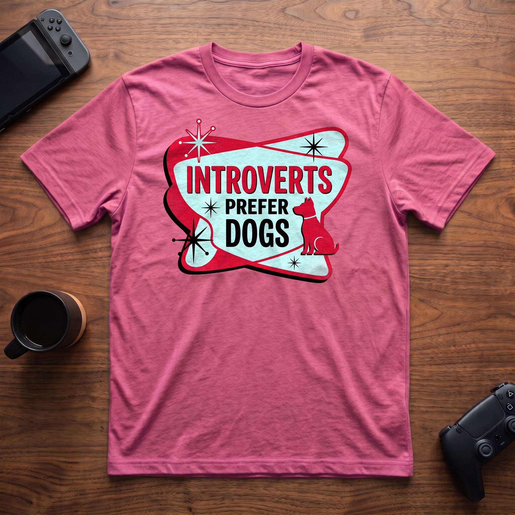 Introverts Prefer Dogs T-Shirt - Heather Berry