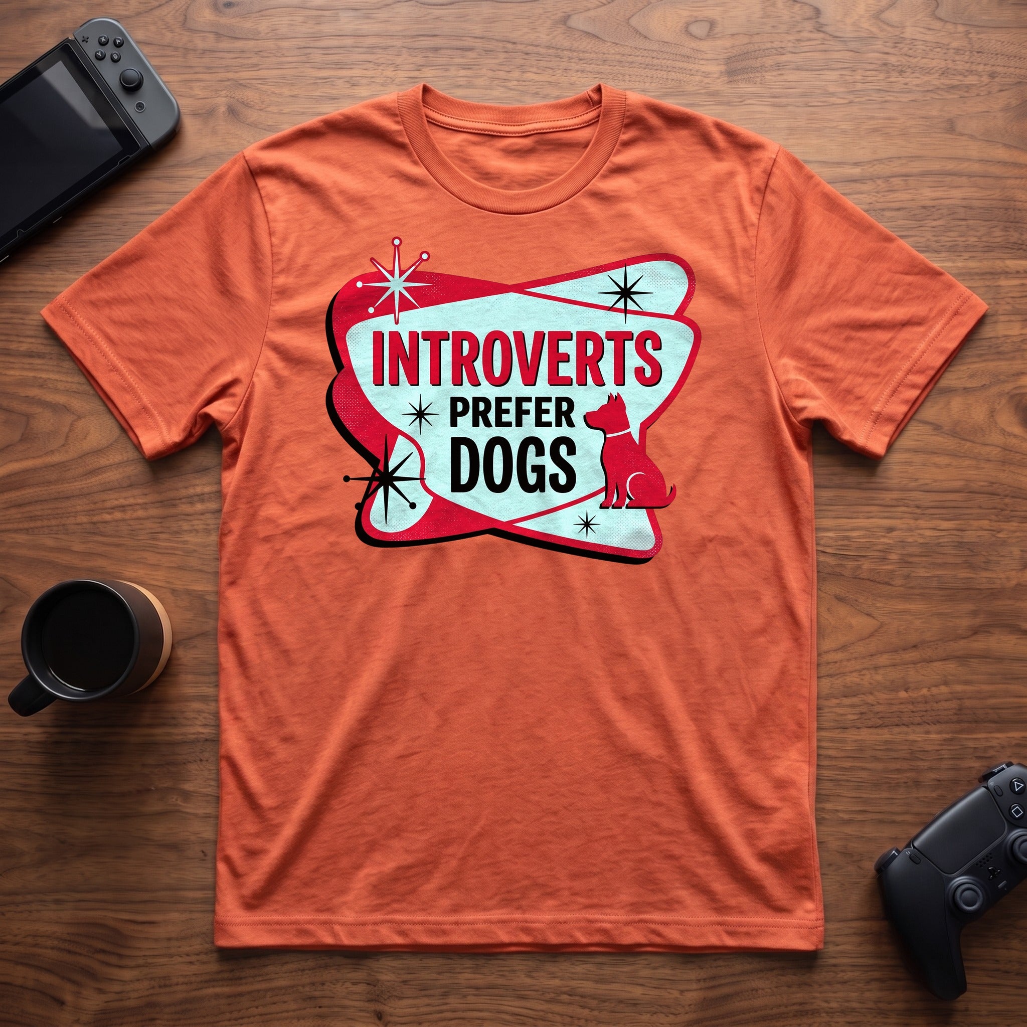 Introverts Prefer Dogs T-Shirt - Heather Orange