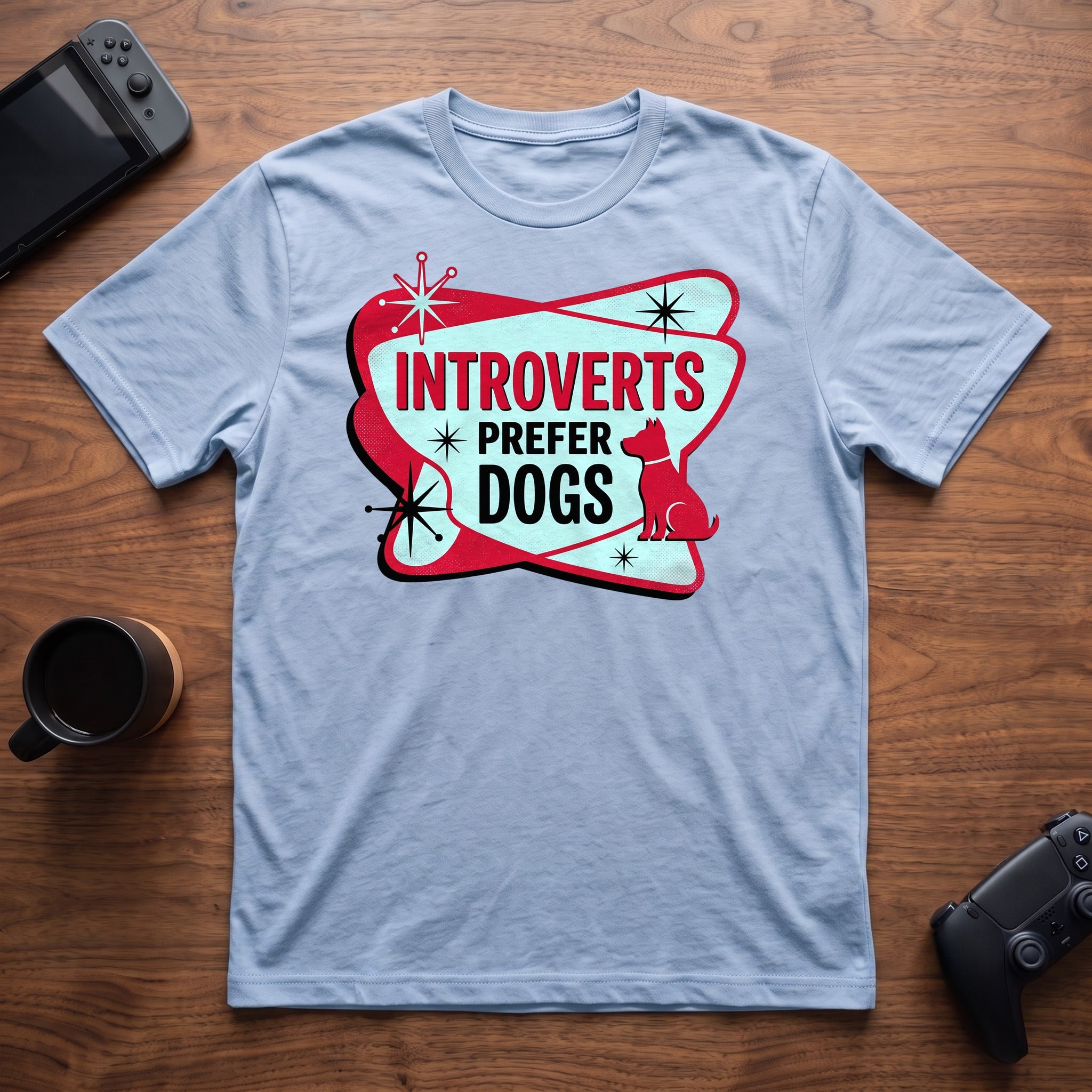 Introverts Prefer Dogs T-Shirt - Light Blue