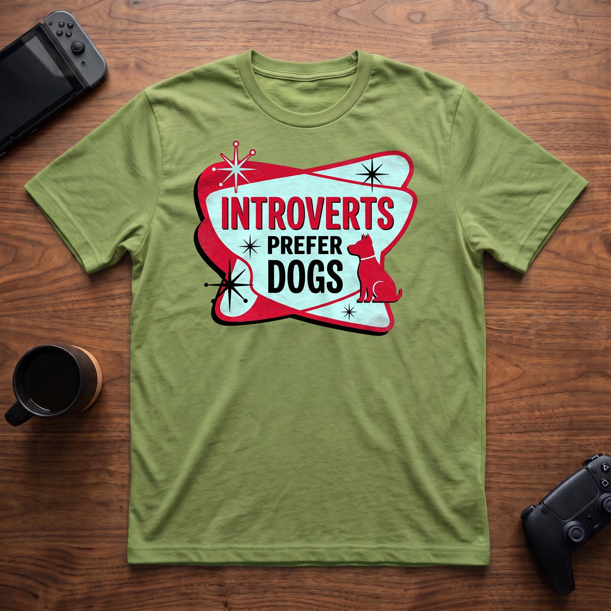 Introverts Prefer Dogs T-Shirt - Lime