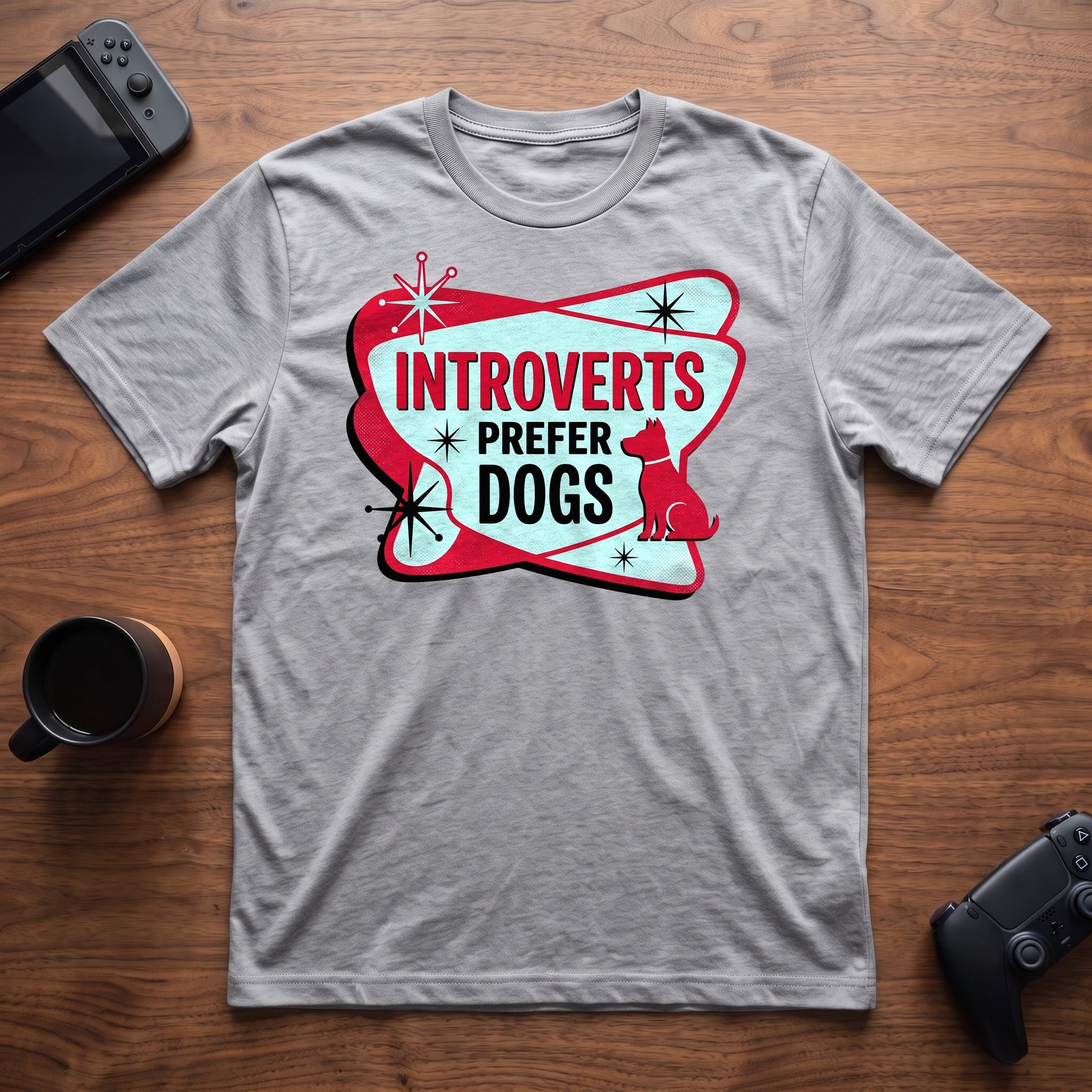 Introverts Prefer Dogs T-Shirt - Sport Grey