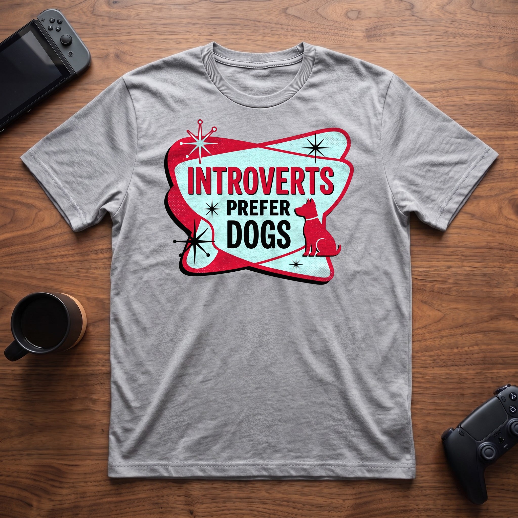 Introverts Prefer Dogs T-Shirt - Sport Grey