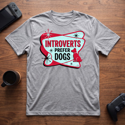 Introverts Prefer Dogs T-Shirt - Sport Grey