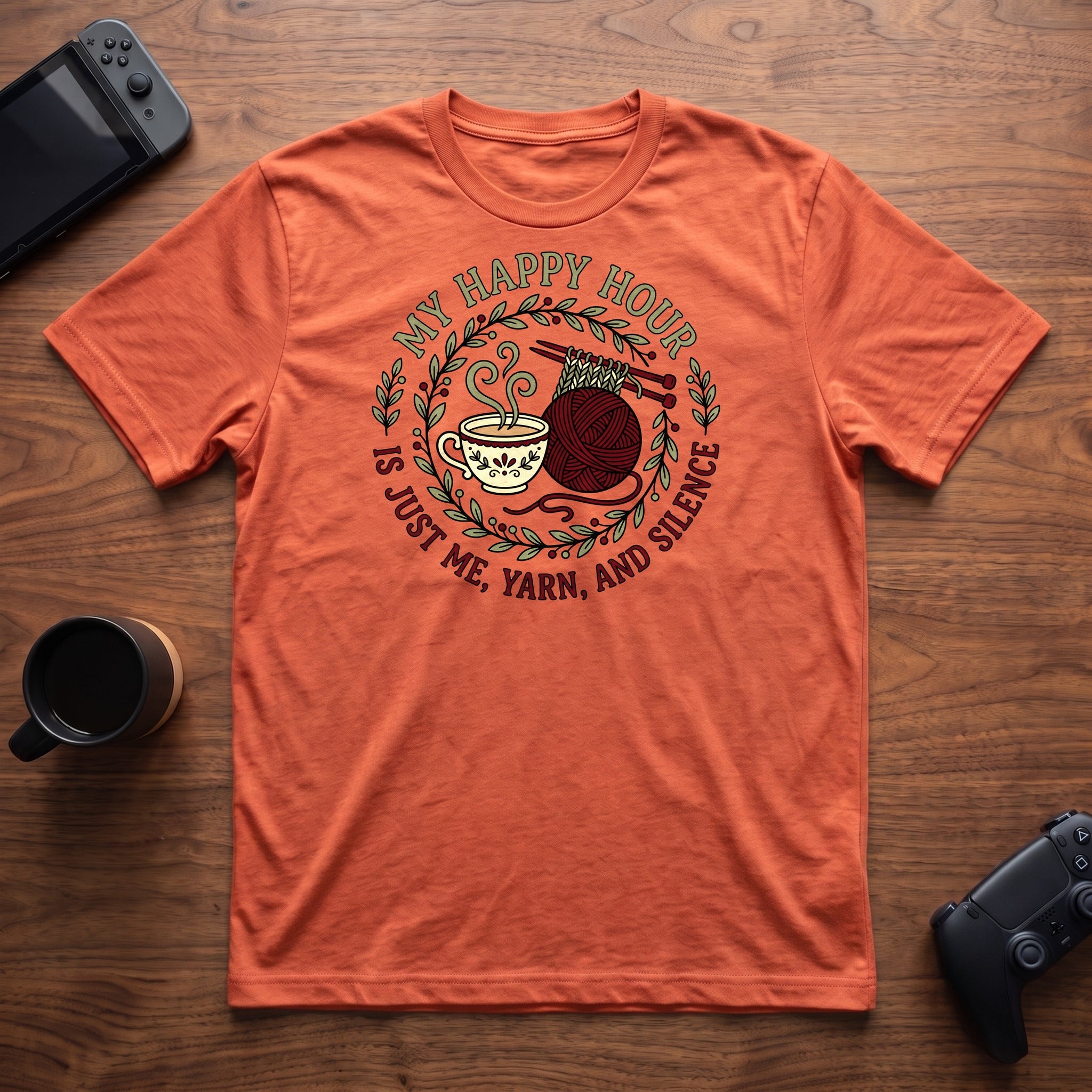 Me, Yarn, Silence T-Shirt - Heather Orange