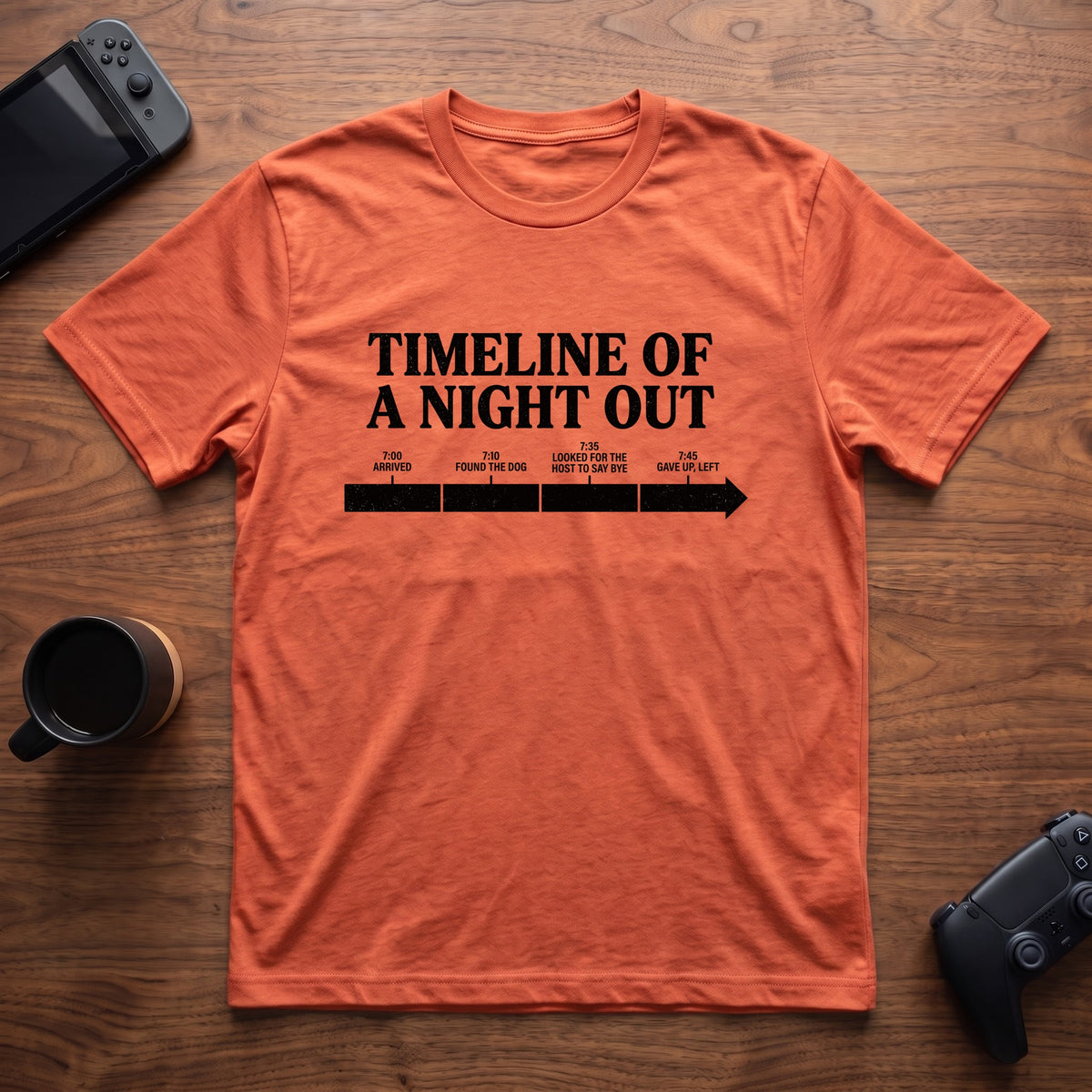 Party Timeline T-Shirt - Heather Orange
