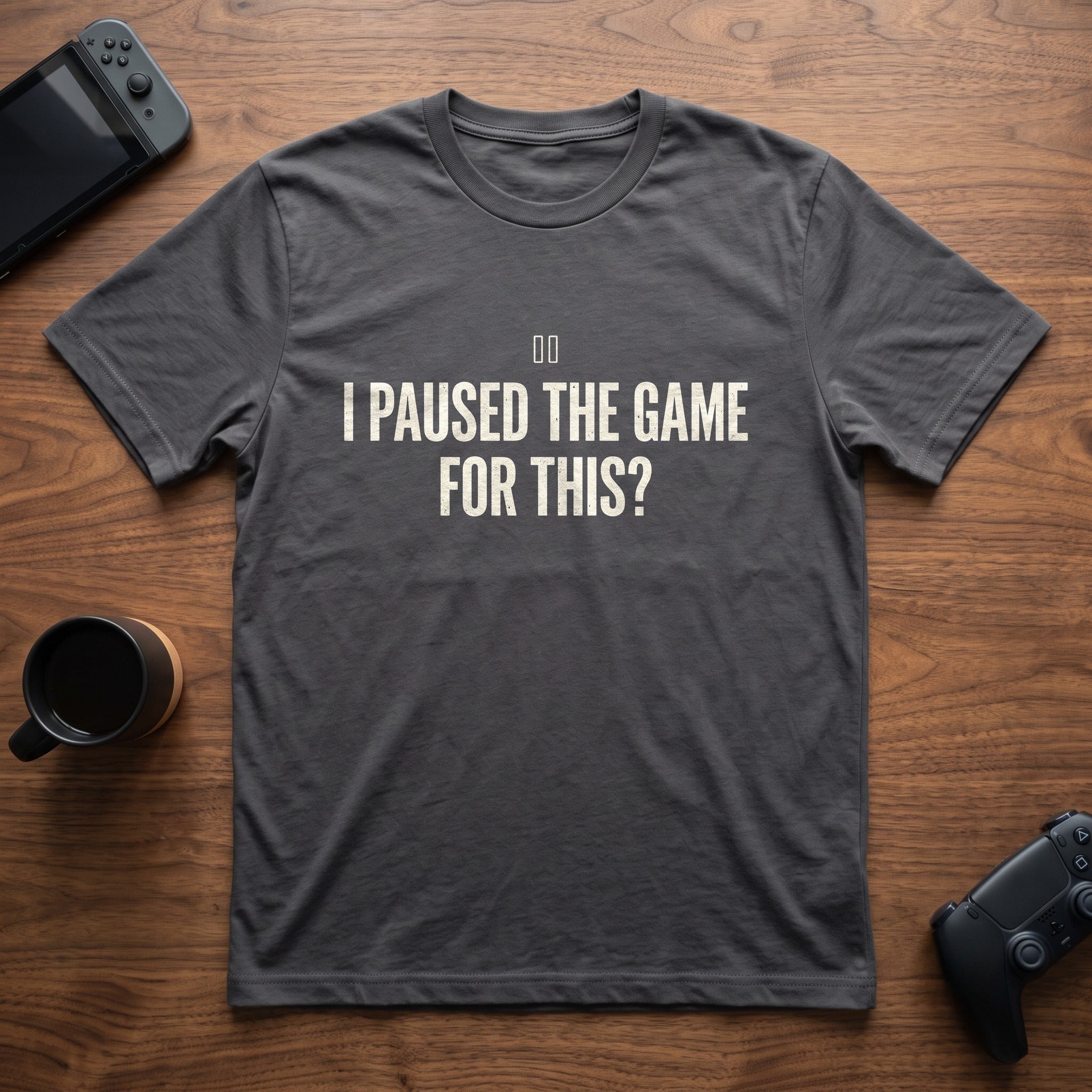 paused-the-game-t-shirt - Charcoal