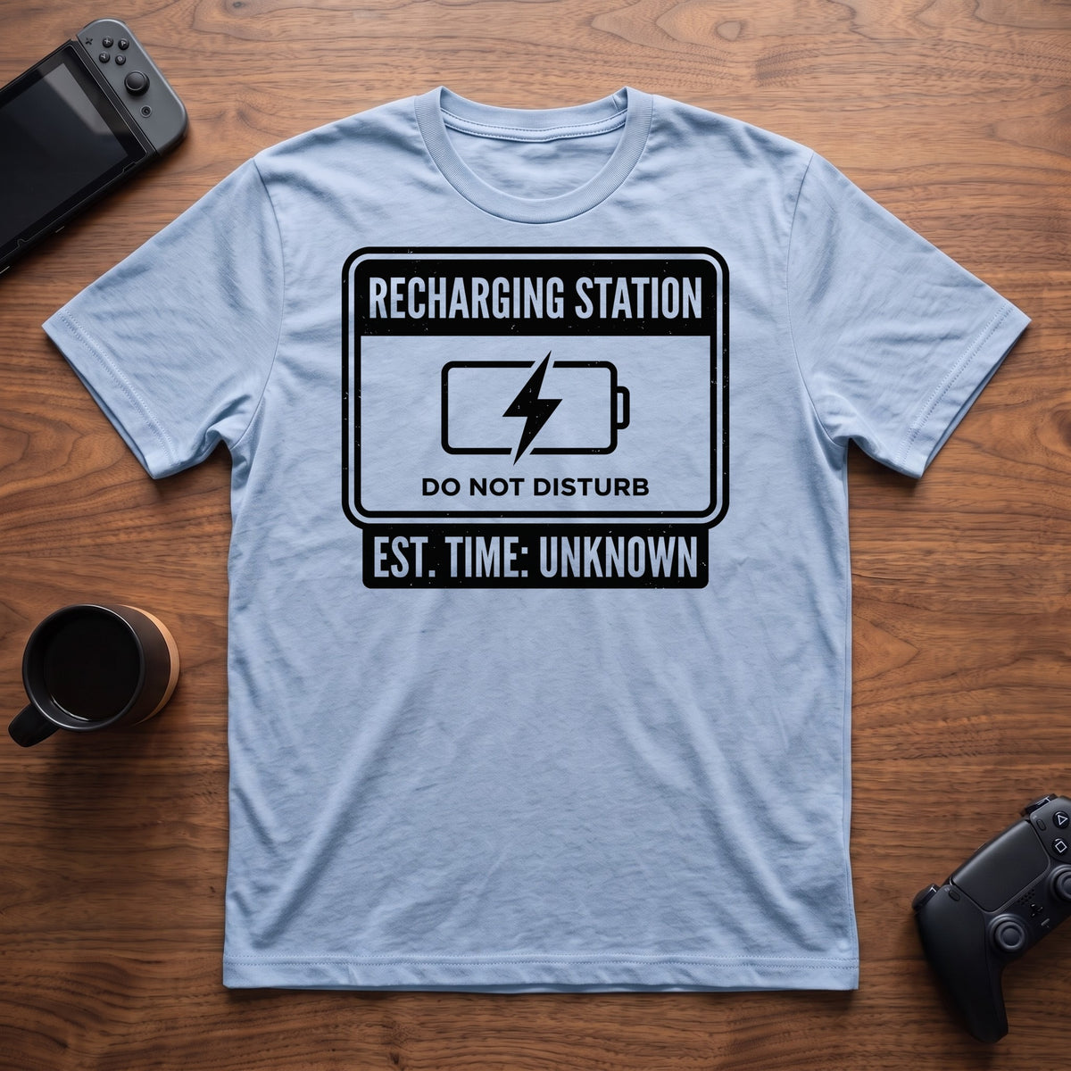 Recharging Station T-Shirt - Light Blue