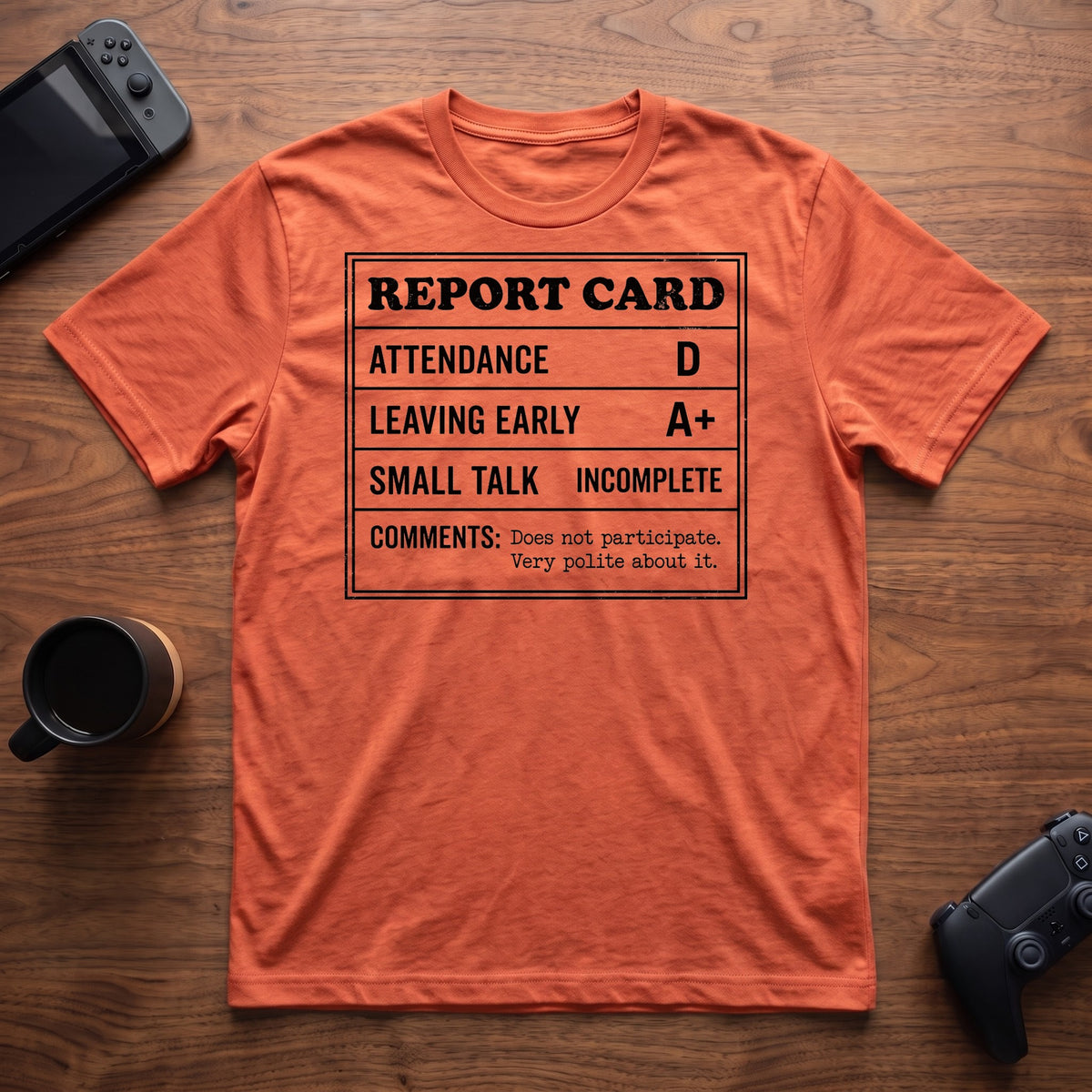 Report Card T-Shirt - Heather Orange