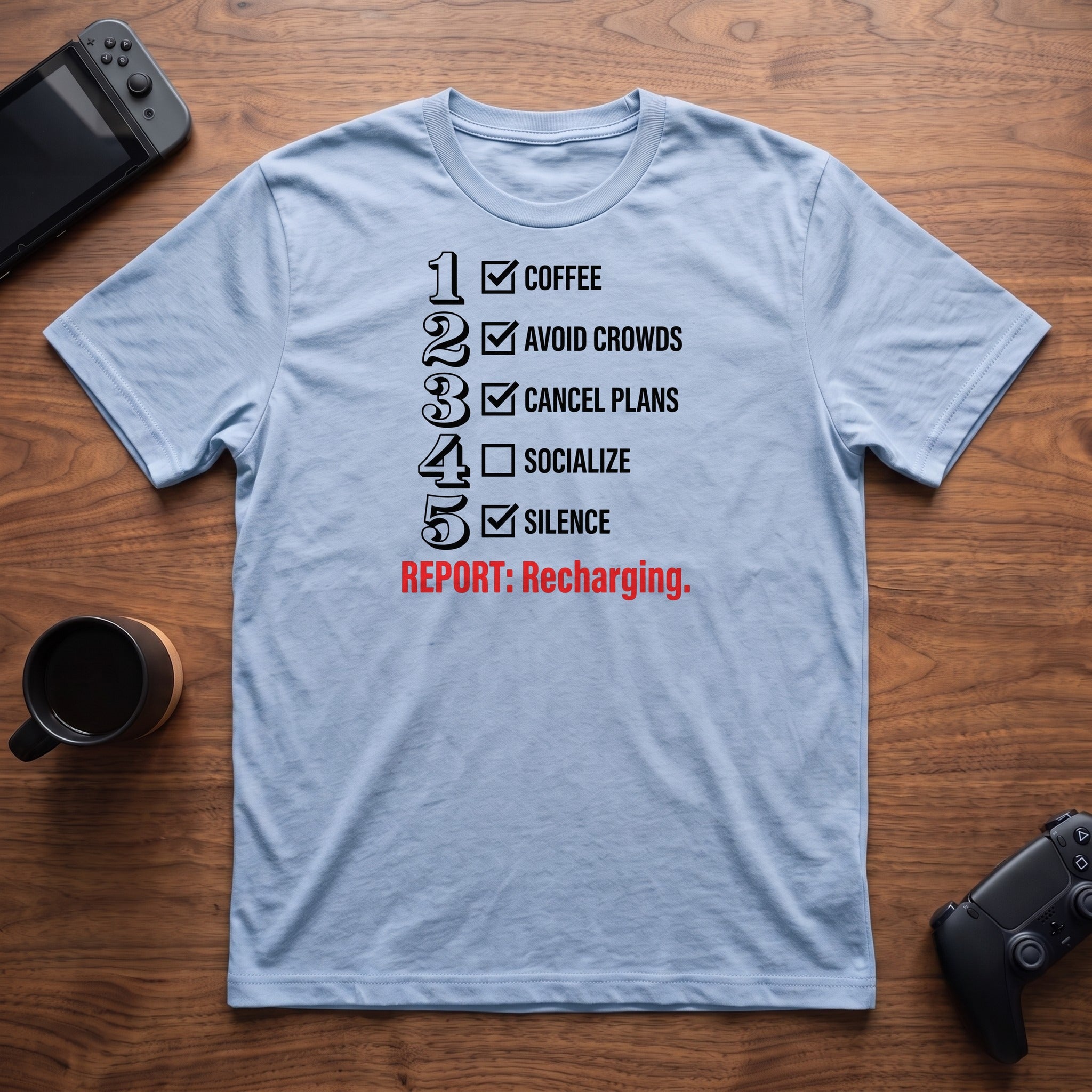 Report: Recharging T-Shirt - Light Blue