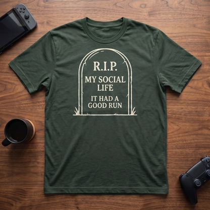 rip-social-life-t-shirt - Forest Green