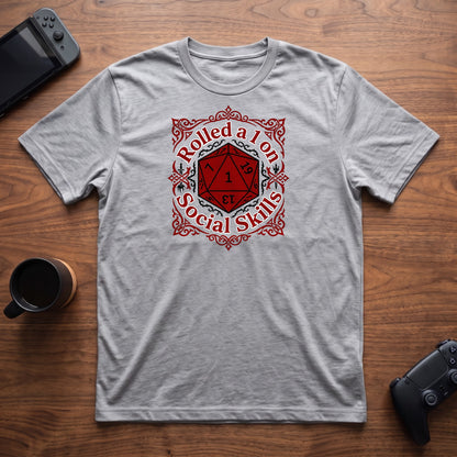 Rolled 1 On Social Skills T-Shirt - Sport Grey