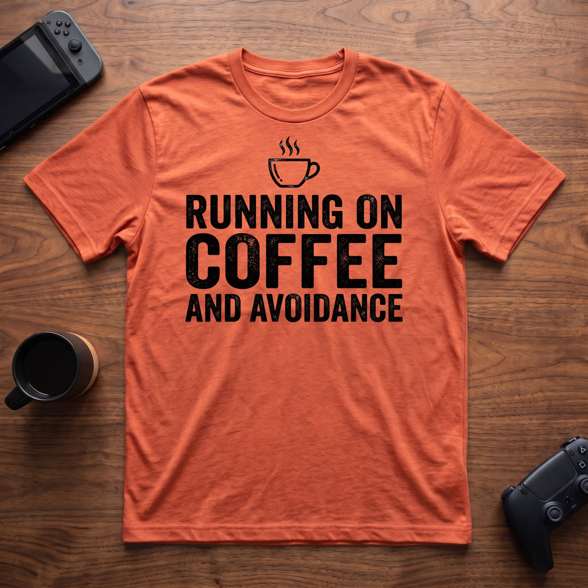 Coffee and Avoidance T-Shirt - Heather Orange