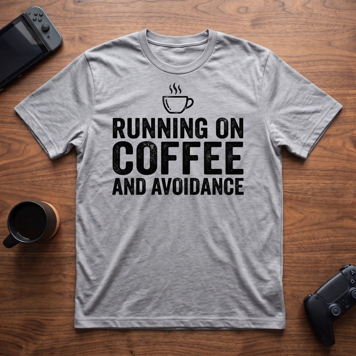 Coffee and Avoidance T-Shirt - Sport Grey