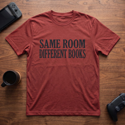 Same Room, Different Books T-Shirt - Red