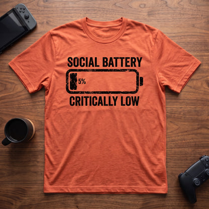 Social Battery Low T-Shirt - Heather Orange
