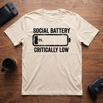 Social Battery Low T-Shirt - Natural