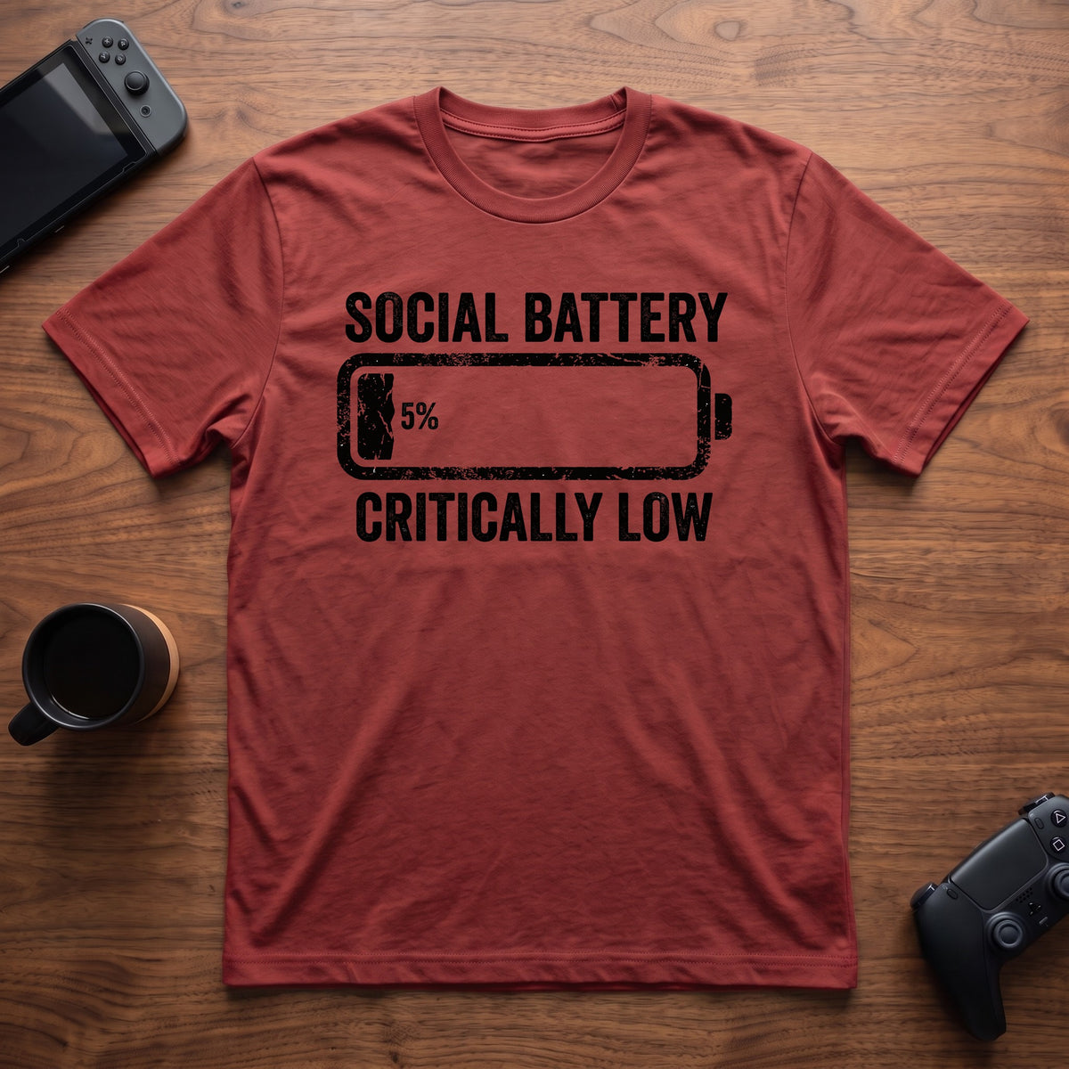 Social Battery Low T-Shirt - Red