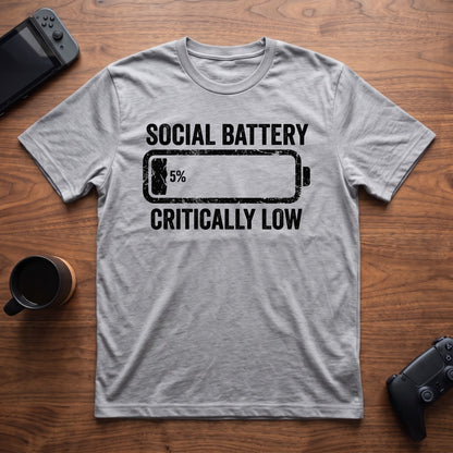Social Battery Low T-Shirt - Sport Grey