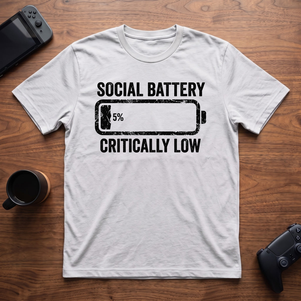 Social Battery Low T-Shirt - White