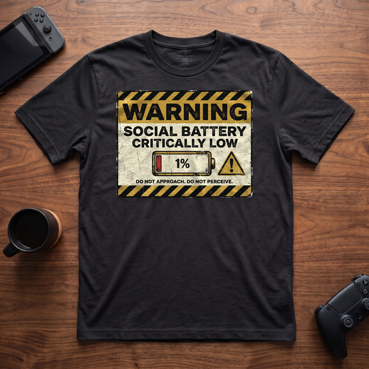 Social Battery Warning T-Shirt - Black