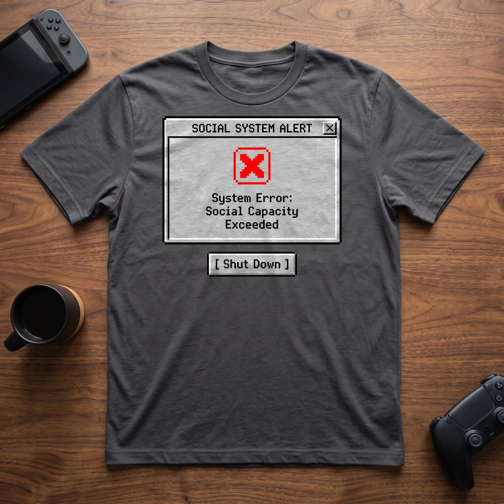 Social System Alert T-Shirt - Charcoal