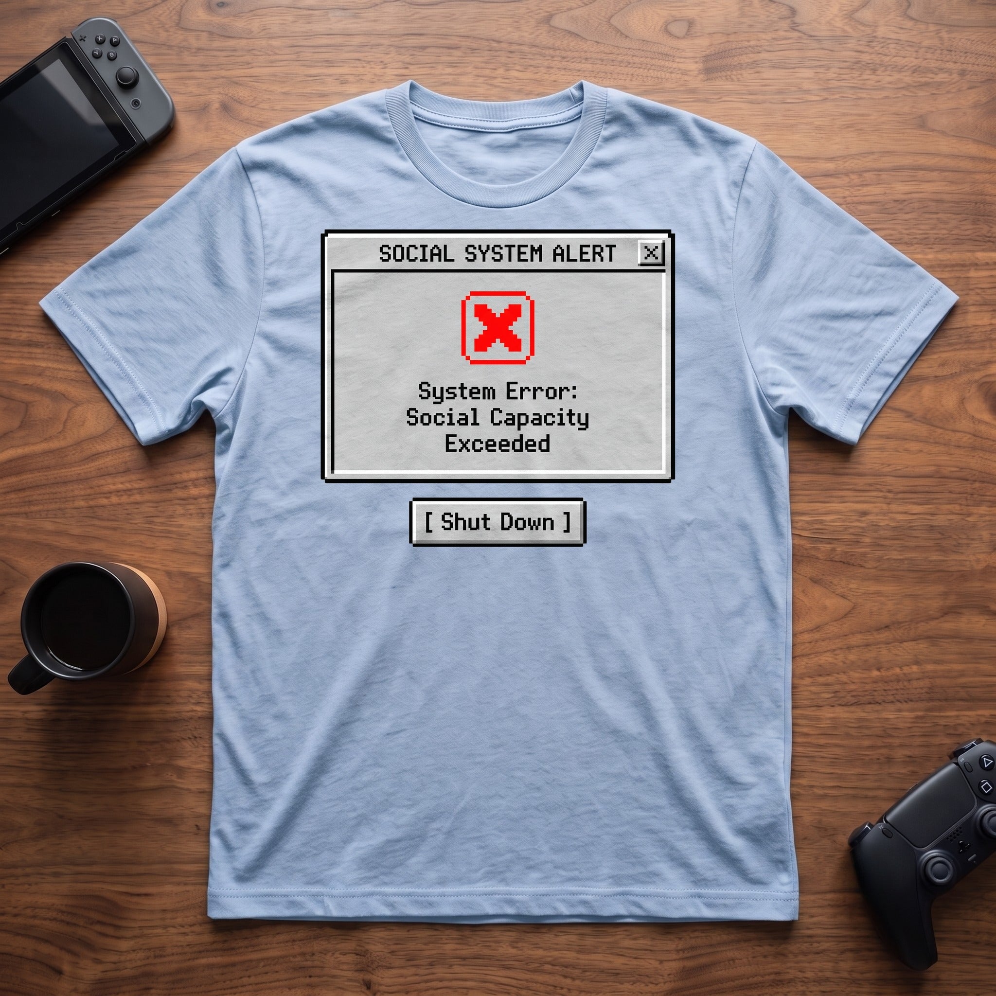 Social System Alert T-Shirt - Light Blue