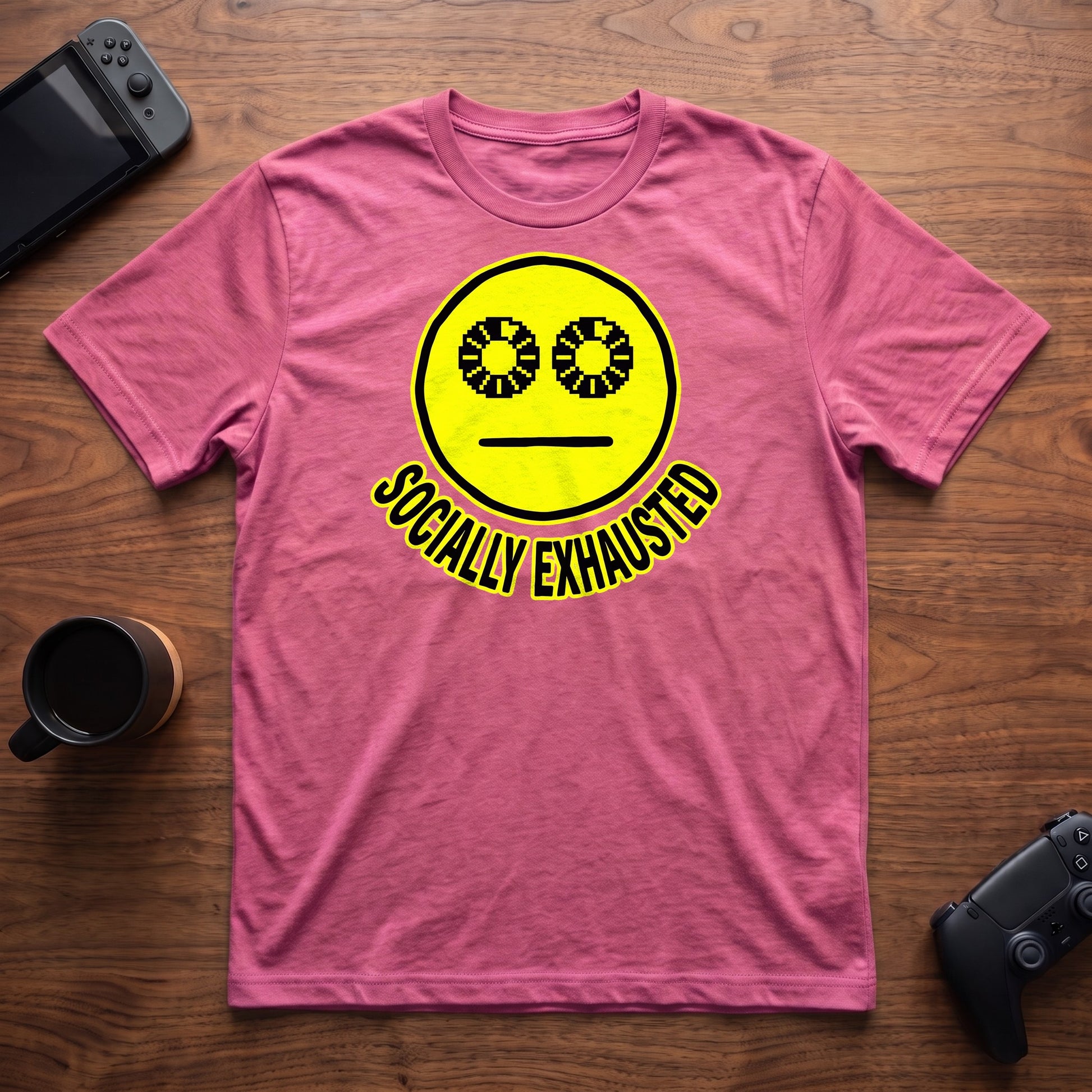 Socially Exhausted T-Shirt - Heather Berry
