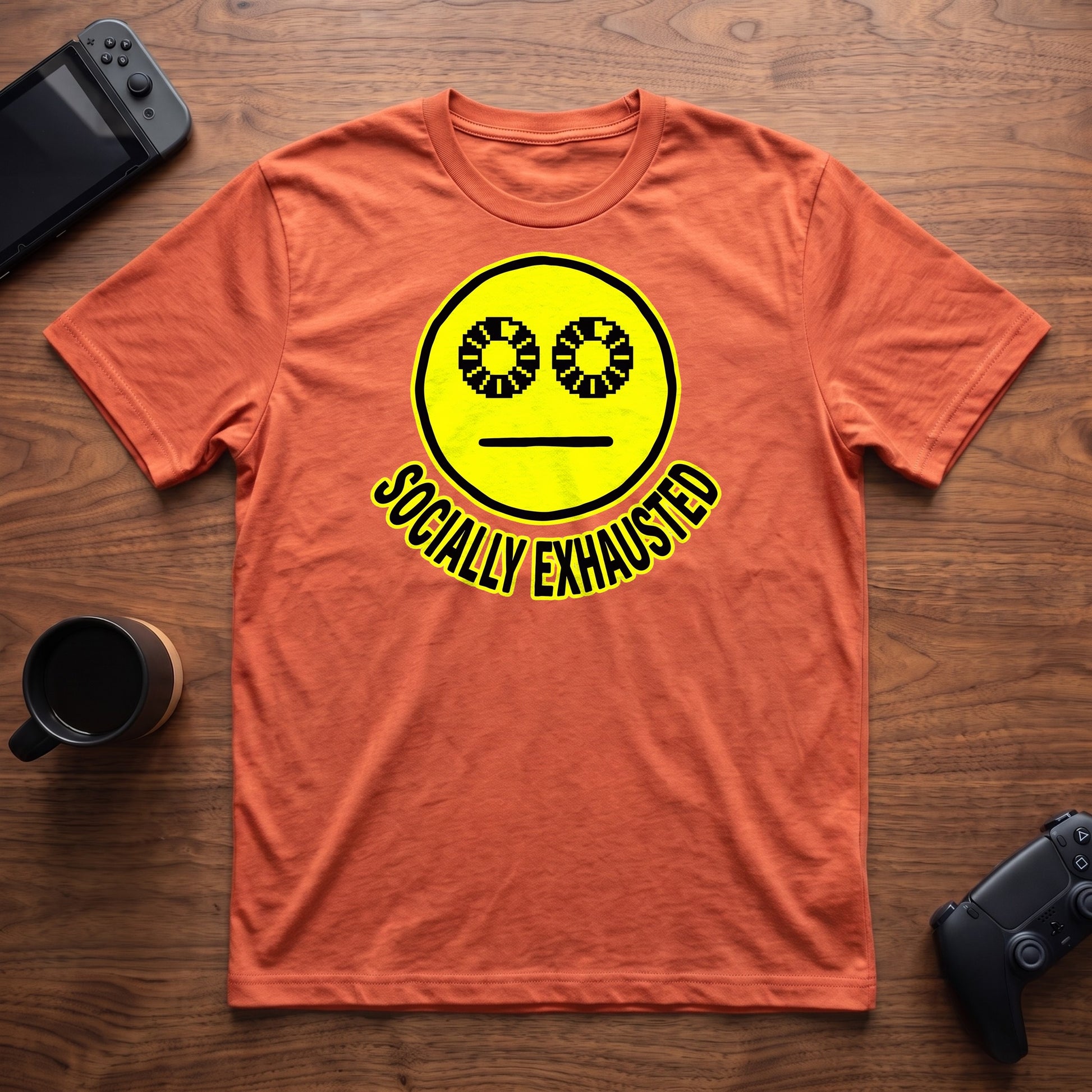 Socially Exhausted T-Shirt - Heather Orange