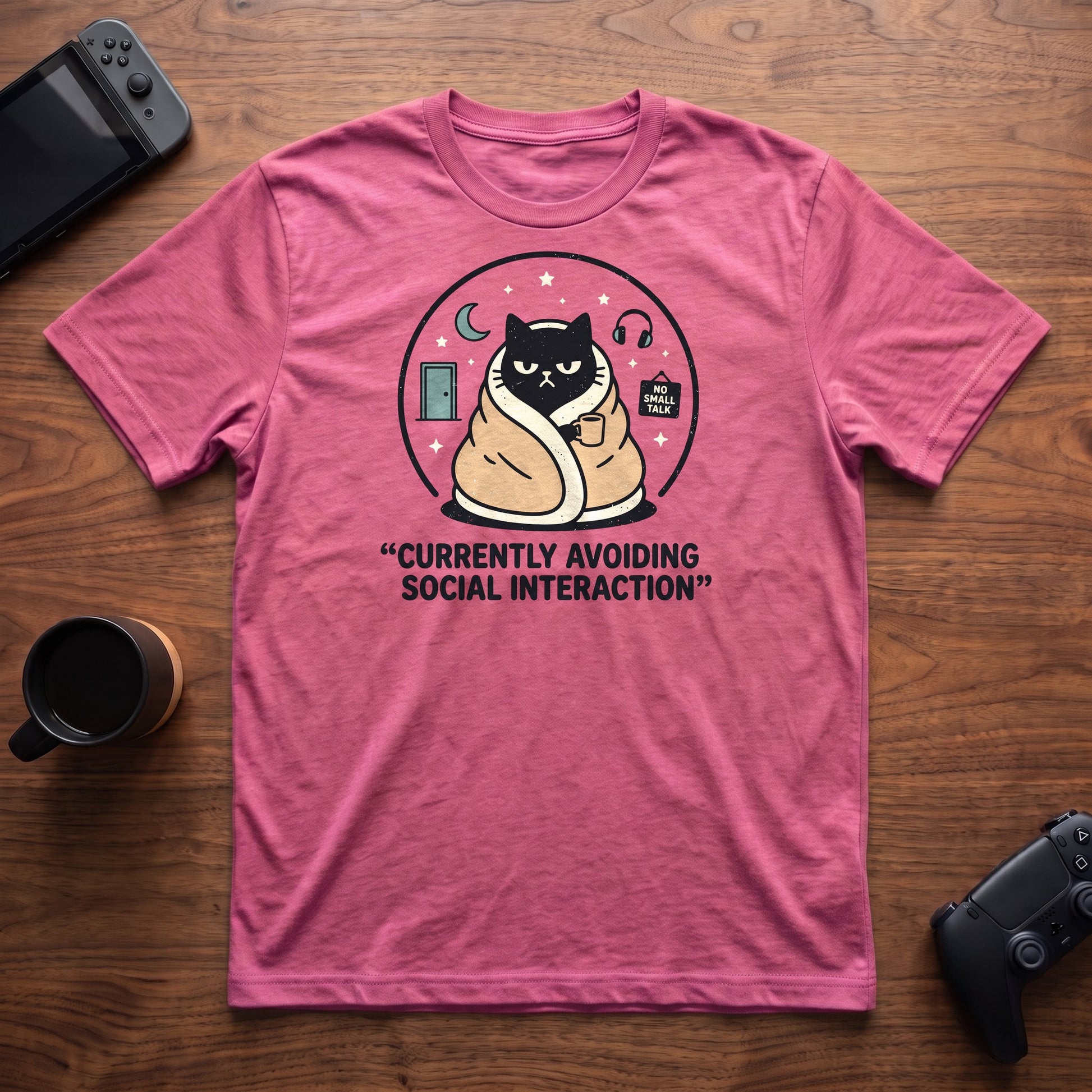 Socially Unavailable Cat T-Shirt - Heather Berry