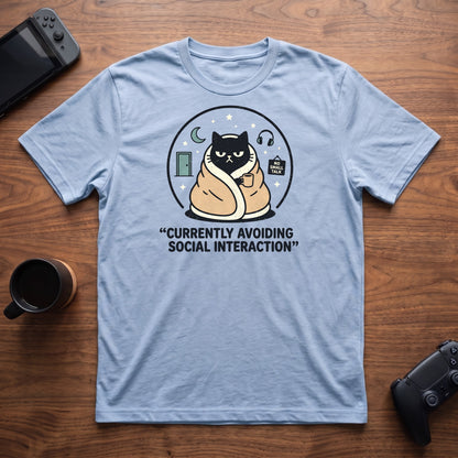 Socially Unavailable Cat T-Shirt - Light Blue