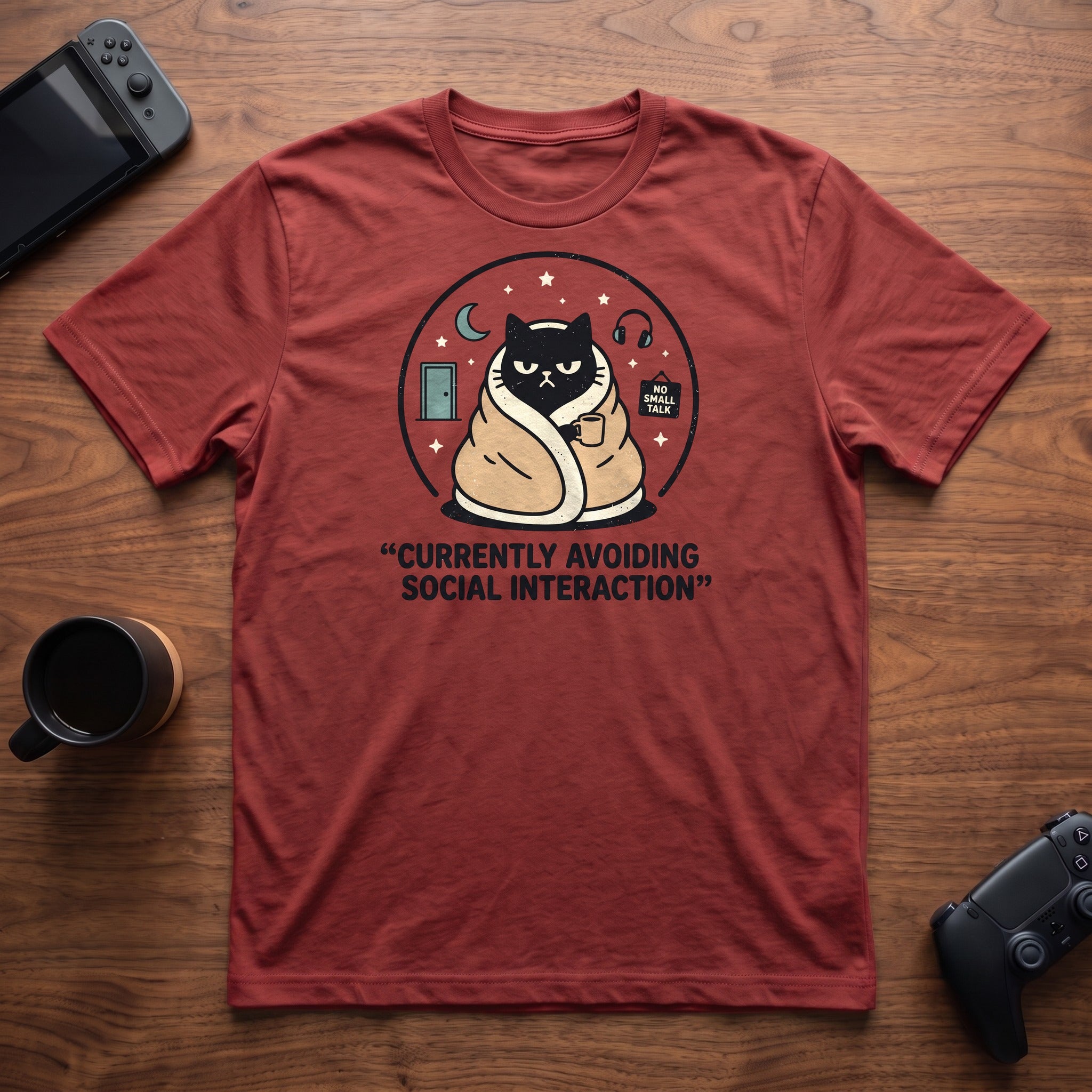 Socially Unavailable Cat T-Shirt - Red