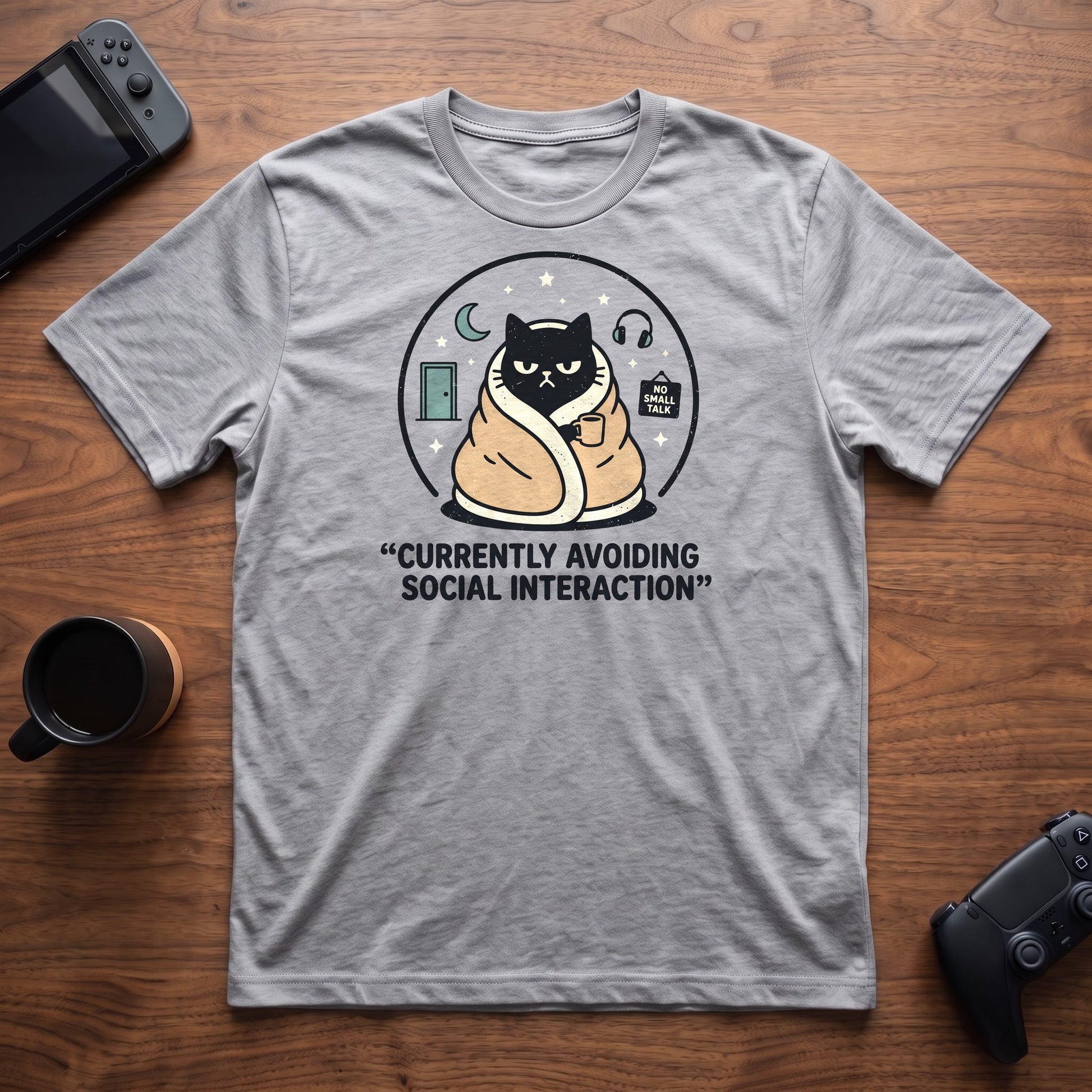 Socially Unavailable Cat T-Shirt - Sport Grey