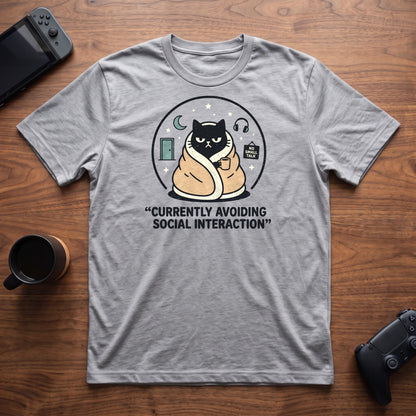 Socially Unavailable Cat T-Shirt - Sport Grey