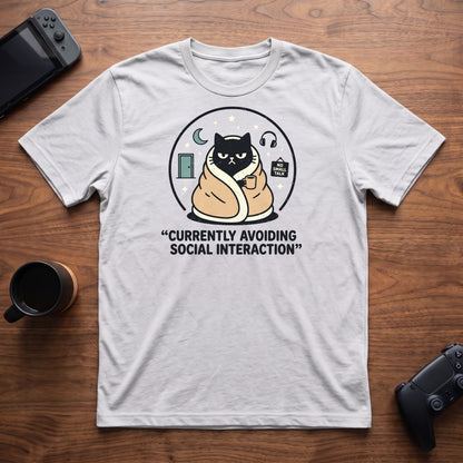 Socially Unavailable Cat T-Shirt - White