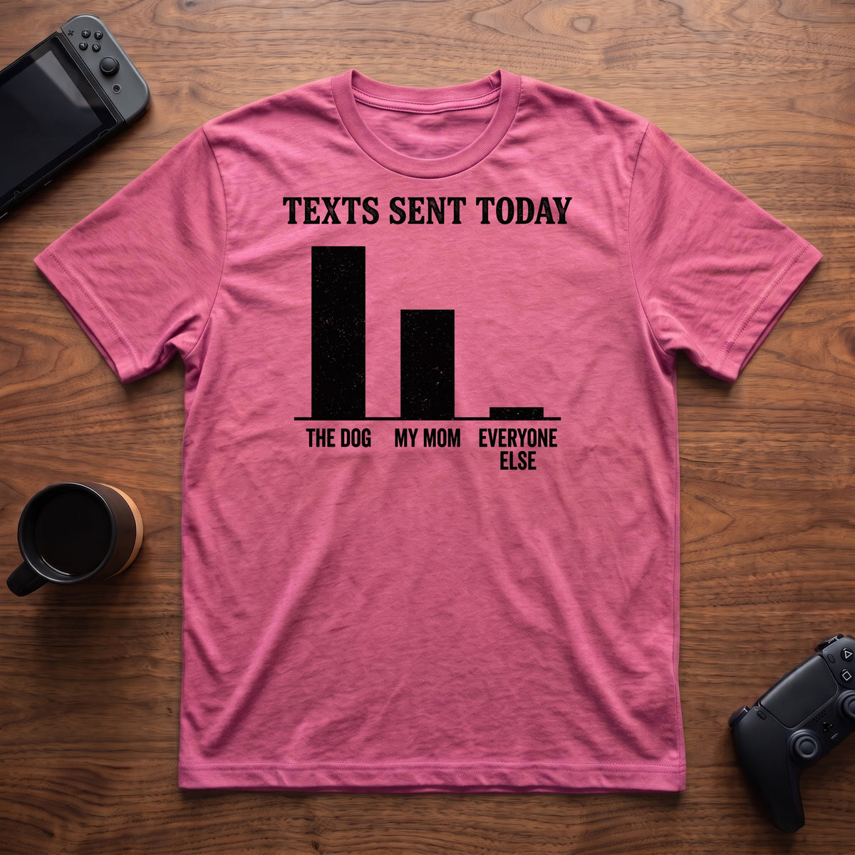 Texts Per Day T-Shirt - Heather Berry