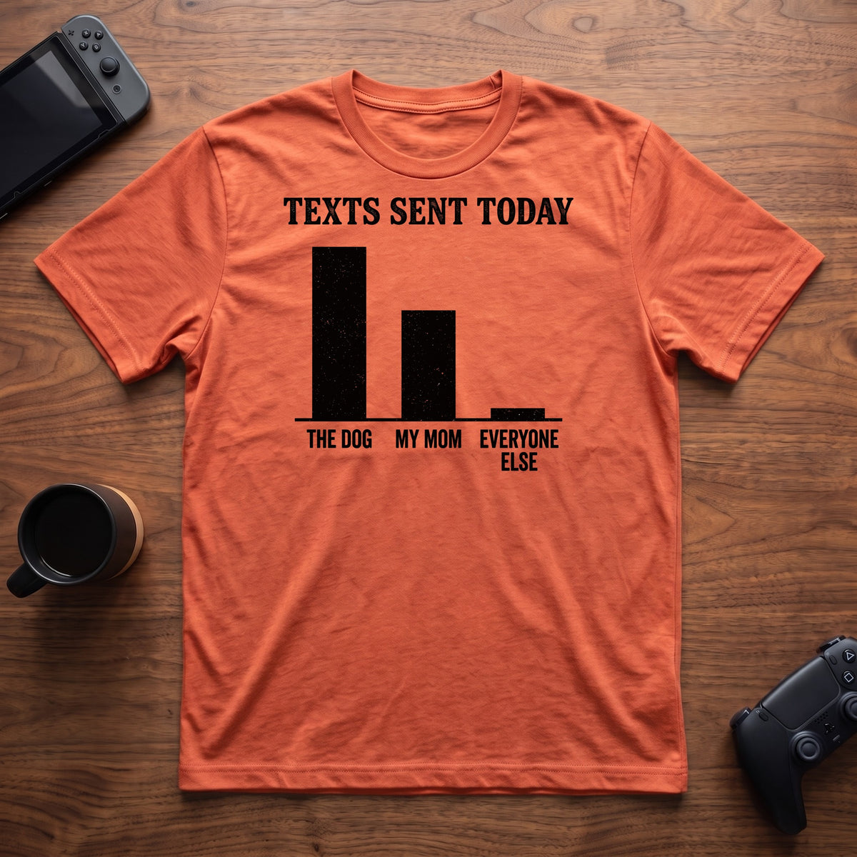 Texts Per Day T-Shirt - Heather Orange