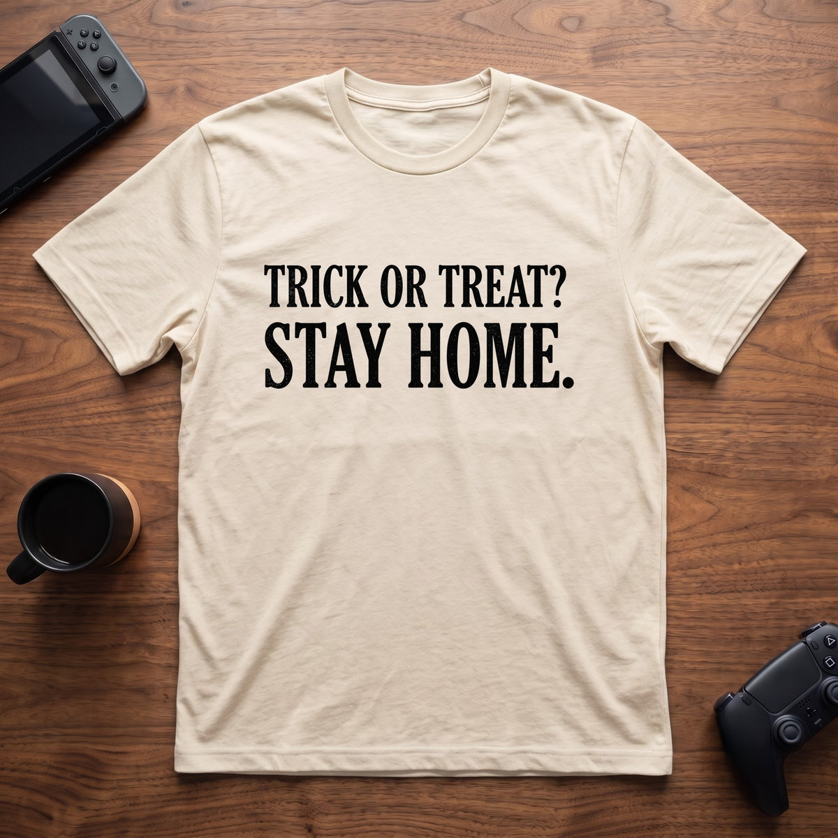 Trick Or Stay Home T-Shirt - Natural
