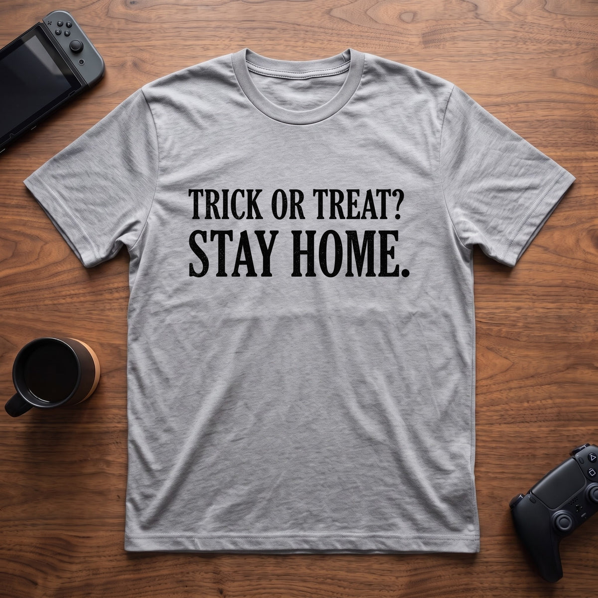 Trick Or Stay Home T-Shirt - Sport Grey
